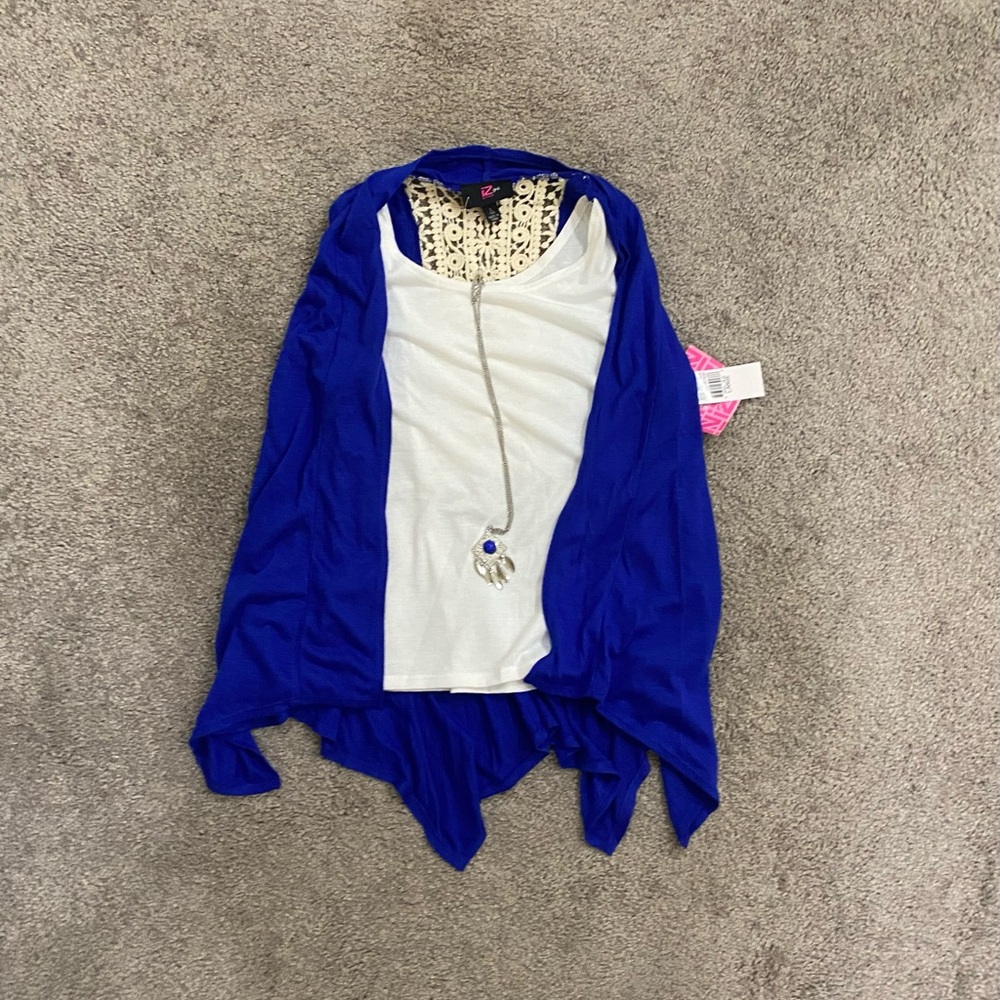Girls IZ Byer Blue Sleeveless Top size Large (14) NWT